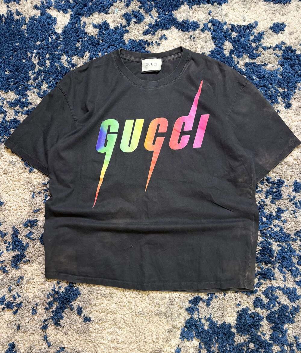 Gucci Rainbow Logo Graphic T-Shirt Black